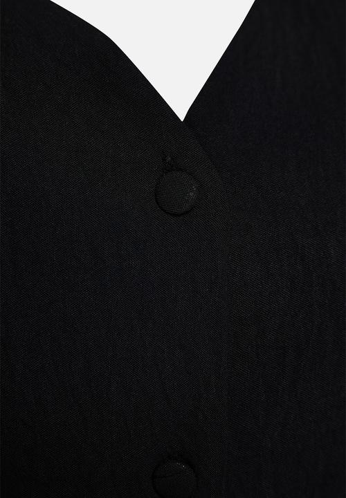 Trendyol - Plus Woven V-NeckTie -Up Blouse - Black