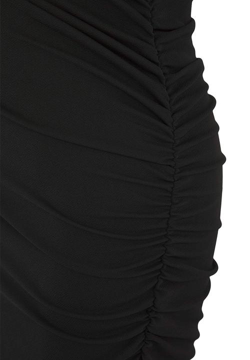 Trendyol - Plus Shirred Detailed Midi Knitted Dress - Black