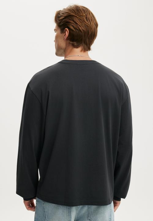 Cotton On - Everyday long sleeve T-shirt - washed black