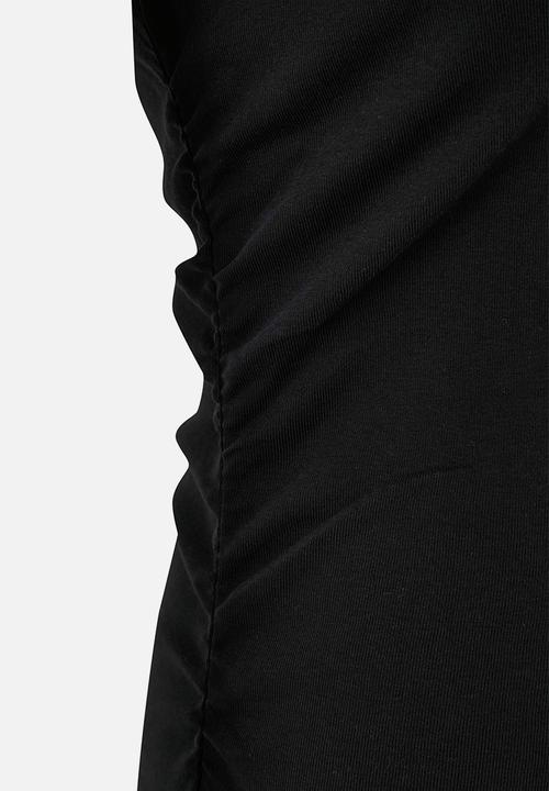 Trendyol - Plus Soft Fabric Asymmetric Collar 100% Cotton Knitted Blouse - Bllack