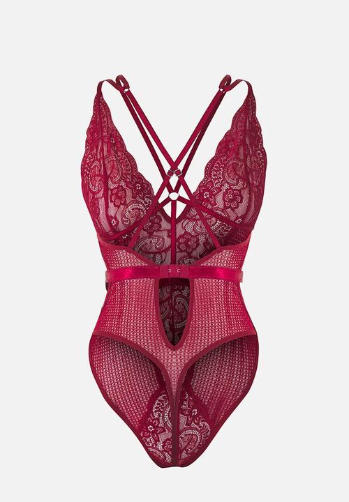 Trendyol - Lace openwork body - dark cherry