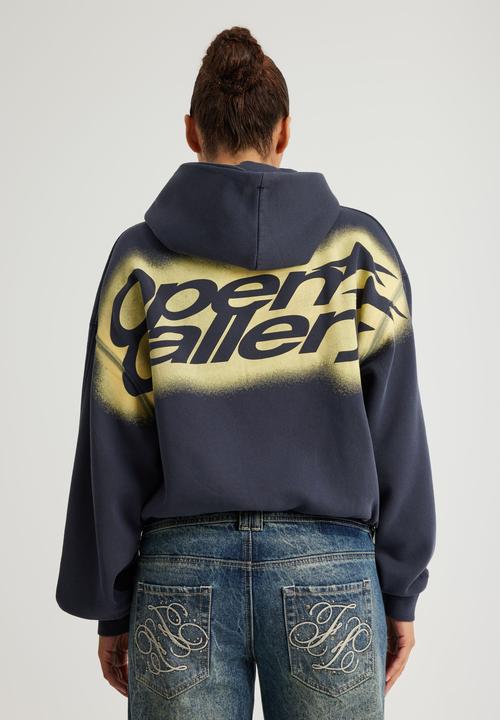 Factorie - Open gallery boxy hoodie og - washed seal/vitality