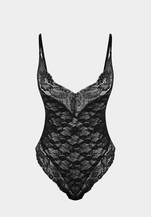 Trendyol - Lace fitted capless body - black