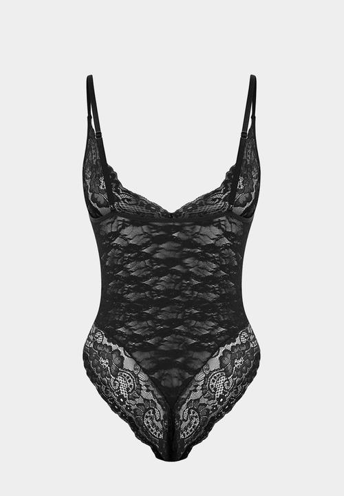 Trendyol - Lace fitted capless body - black