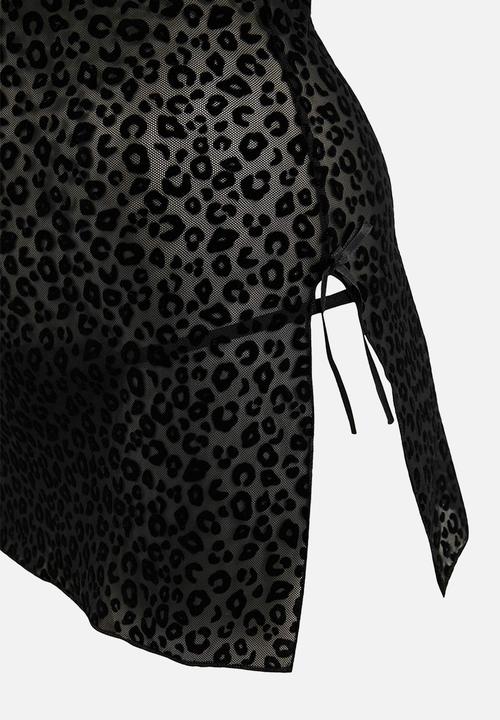 Trendyol - Leopard patterned panty babydoll - black