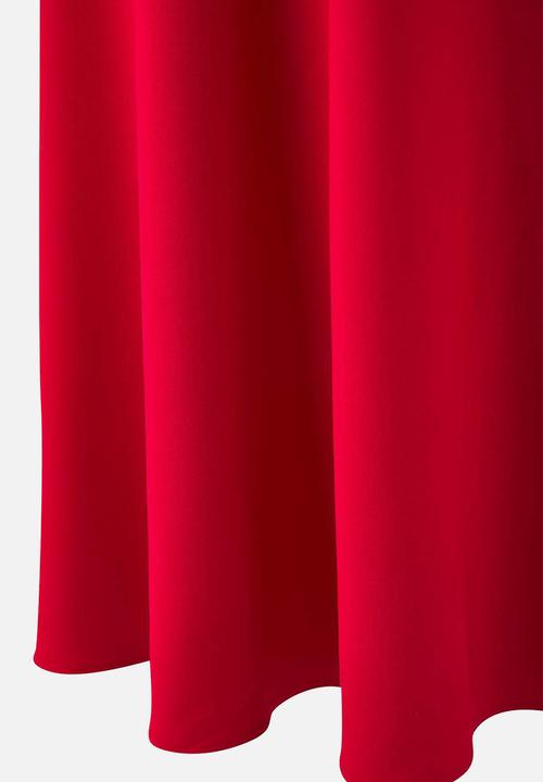 Trendyol - Plus A-Line Suspender Tie Detail Midi Woven Graduation Dress - Red