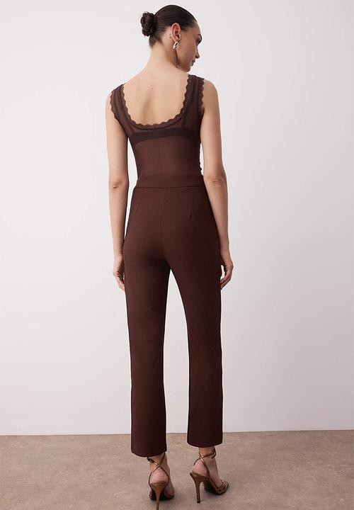 Trendyol - Slim Fit Evening Trousers - Brown