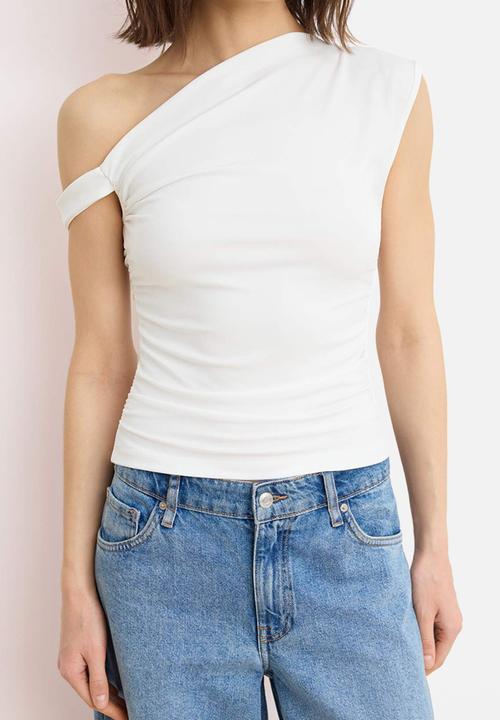 Trendyol - Asymmetrical Knit Blouse - Ecru