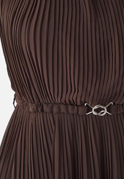 Trendyol - Plus Bodycon Maxi Length Chiffon Woven Dress - Brown