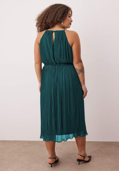 Trendyol - Plus Bodycon Maxi Length Chiffon Woven Dress - Petrol