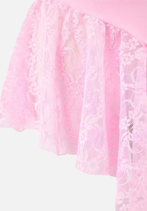 Trendyol - Lace buttoned strapless panty babydoll - pink