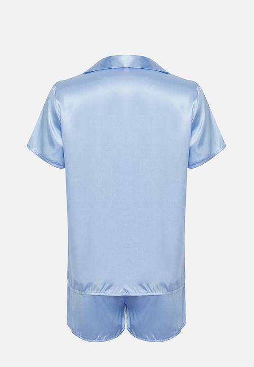 Trendyol - Satin shorts woven pajamas set - blue