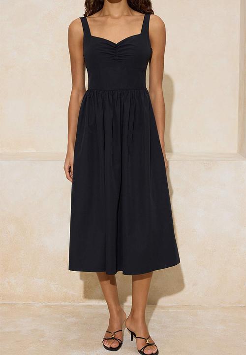 Trendyol - Maxi Poplin Woven Dress - Black