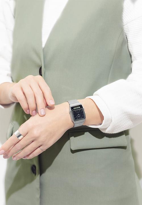 Casio - Retro Digi Chrome Plat Resin - Silver