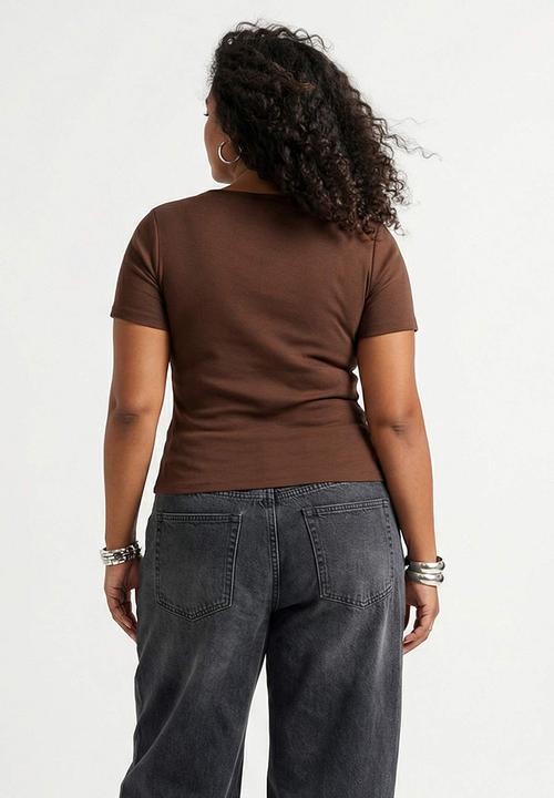 Trendyol - Plus Pool Collar Fitted Knitted Blouse - Brown