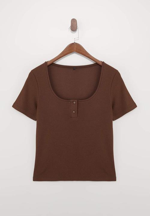 Trendyol - Plus Pool Collar Fitted Knitted Blouse - Brown