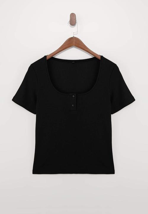 Trendyol - Plus Pool Collar Bodycon Knitted Blouse - Black