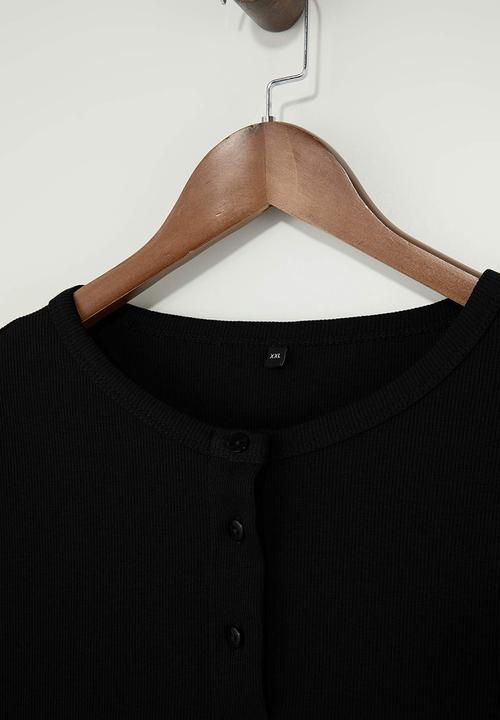 Trendyol - Plus Pool Collar Bodycon Knitted Blouse - Black