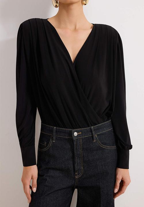 Trendyol - Wrap Knitted Bodysuit - Black