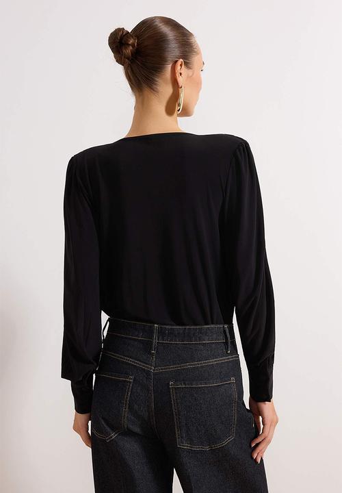 Trendyol - Wrap Knitted Bodysuit - Black