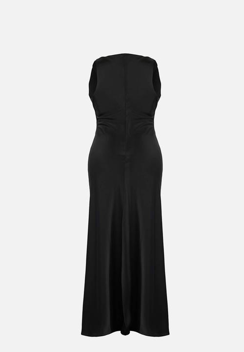 Trendyol - Plus Satin Woven Dress - Black