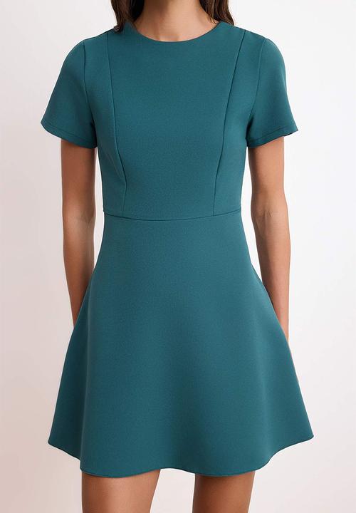 Trendyol - Skirt Waist Opening Sleeveless Mini Woven Dress - Petrol