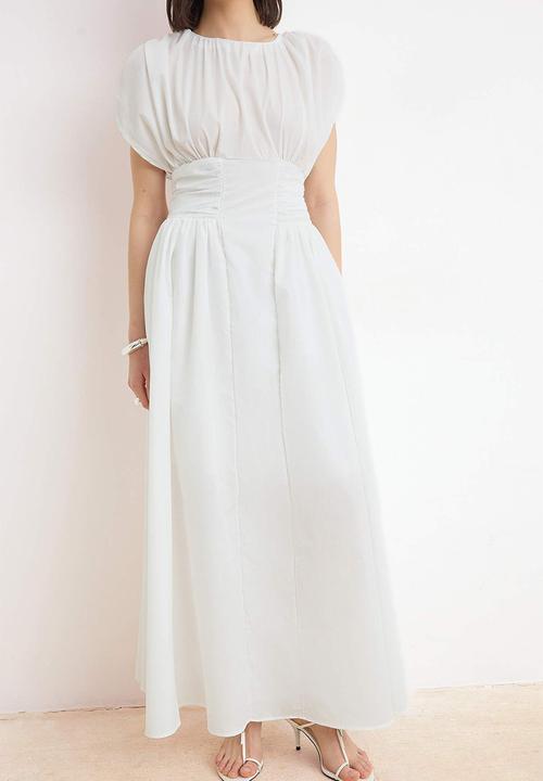 Trendyol - Plain Midi Woven Dress - White
