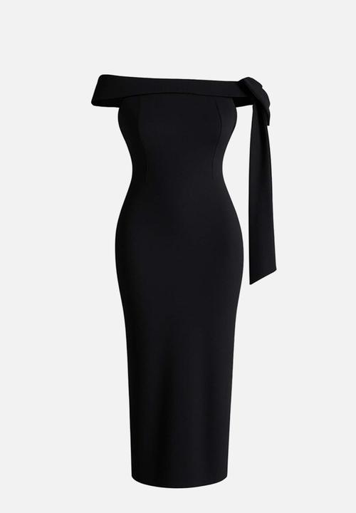 Trendyol - Plus Bow Detail Knitted Evening Dress Graduation Dress - Black