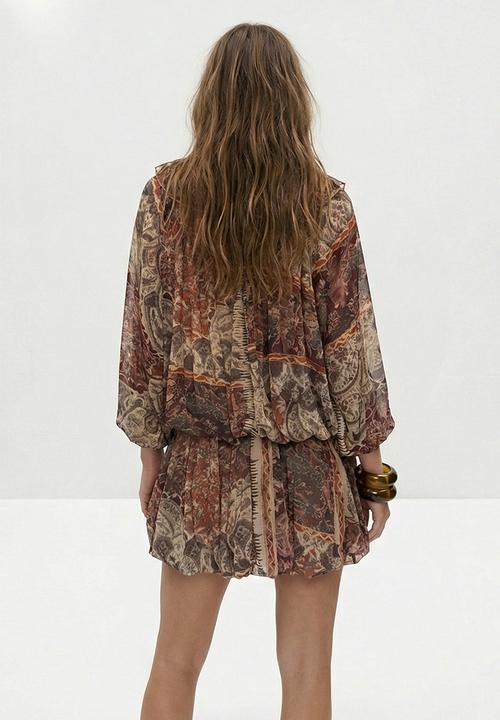 Trendyol - Patterned Woven Dress - Multicolor