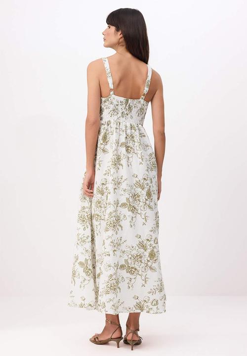 Trendyol - Floral Linen Woven Dress - ~White