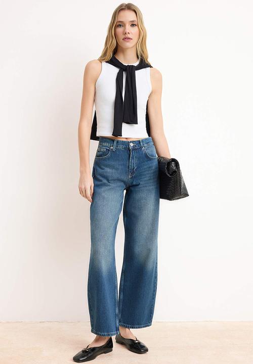 Trendyol - Premium Tencel Blend Baggy Jeans - Blue