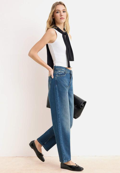 Trendyol - Premium Tencel Blend Baggy Jeans - Blue