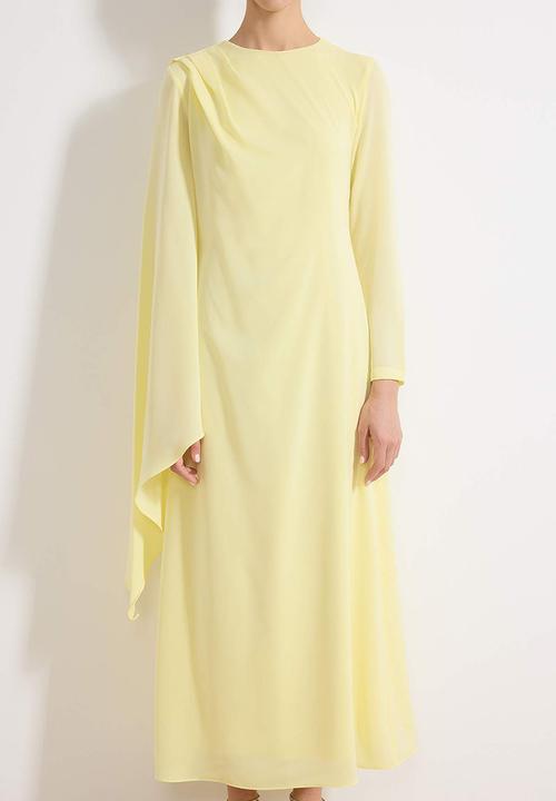 Trendyol - Shawl Detailed Evening Dress - Yellow