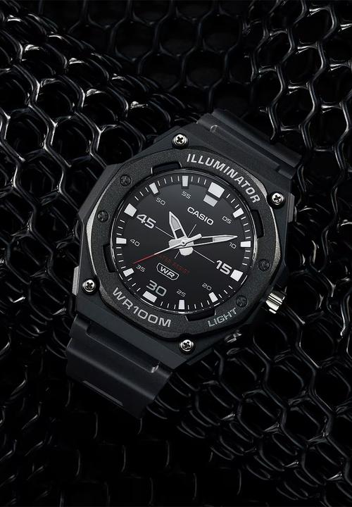 Casio - Analogue Resin Black Dial - Black