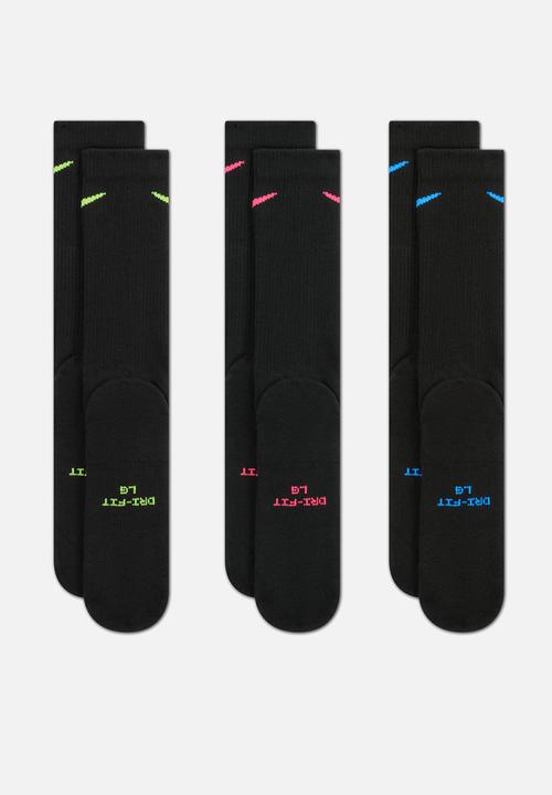 Nike - Everyday Elevated Crew Socks (3 Pairs) - Black/Ass