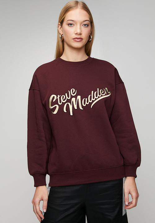 Steve Madden - Ladies anora oversized crew neck sweat - deep maroon
