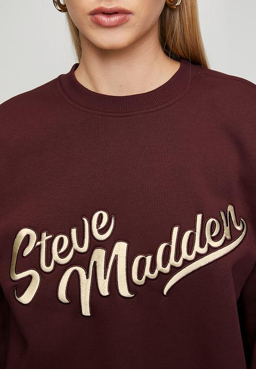 Steve Madden - Ladies anora oversized crew neck sweat - deep maroon