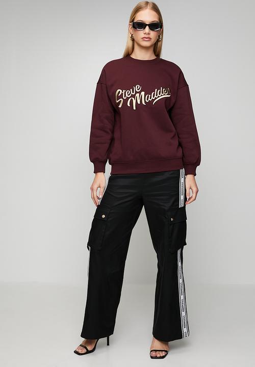 Steve Madden - Ladies anora oversized crew neck sweat - deep maroon