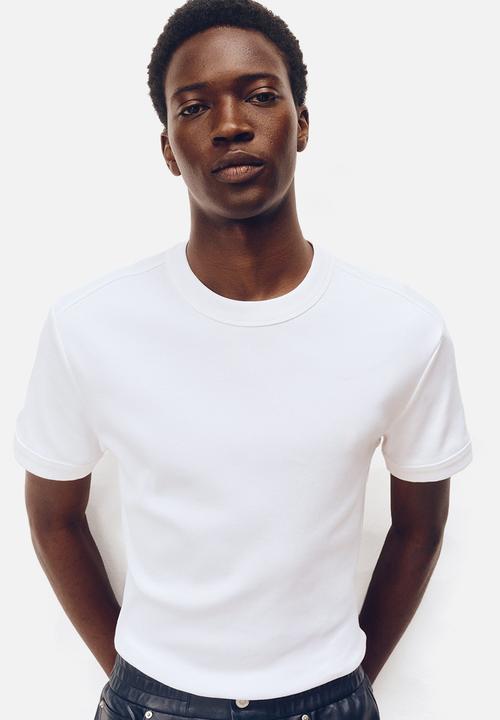 H&M - H&M Atelier: Ribbed cotton T-shirt - white