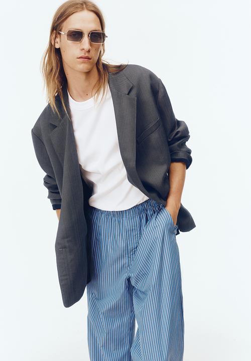 H&M - H&M Atelier: Loose fit pima cotton trousers - blue/striped