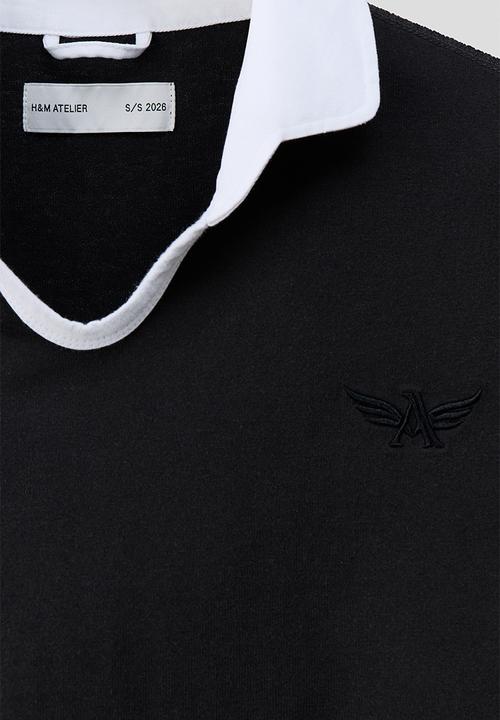 H&M - H&M Atelier: Regular fit polo shirt - black