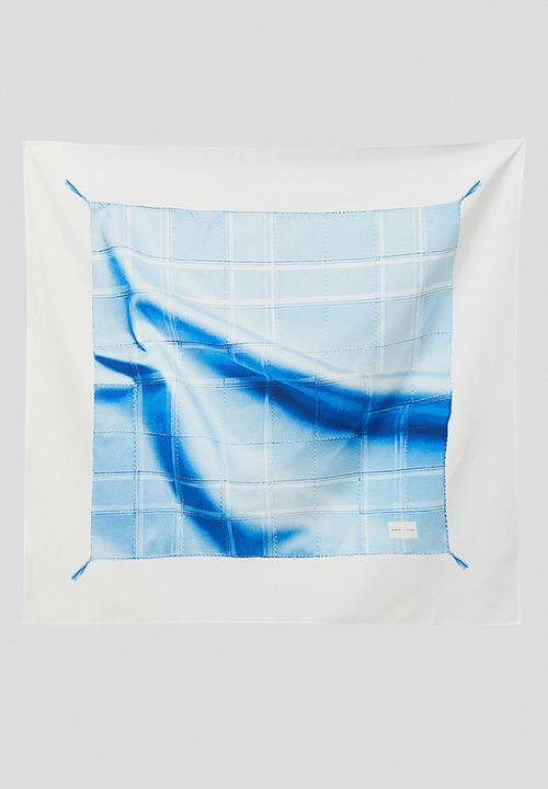 H&M - H&M Atelier: Patterned silk-blend scarf - blue/checked