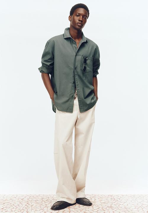 H&M - H&M Atelier: Loose fit cotton poplin shirt - dark green