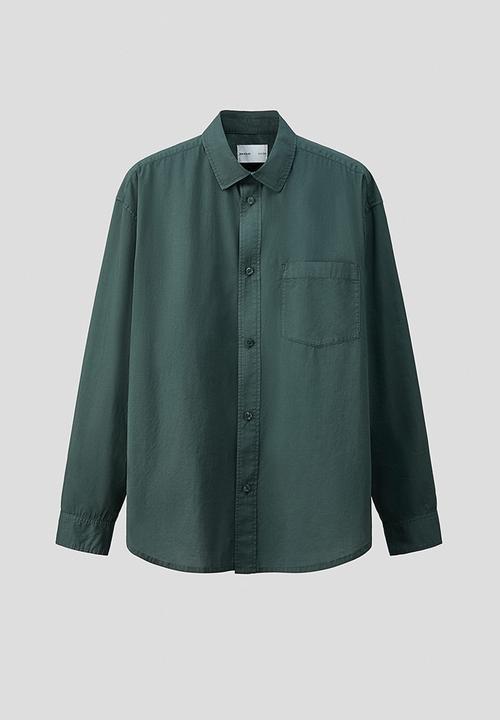 H&M - H&M Atelier: Loose fit cotton poplin shirt - dark green