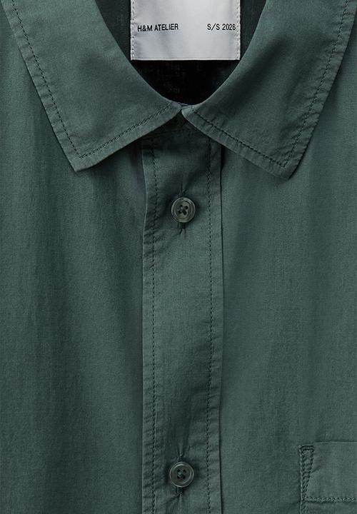 H&M - H&M Atelier: Loose fit cotton poplin shirt - dark green