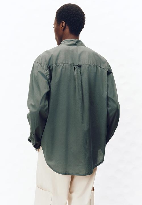 H&M - H&M Atelier: Loose fit cotton poplin shirt - dark green