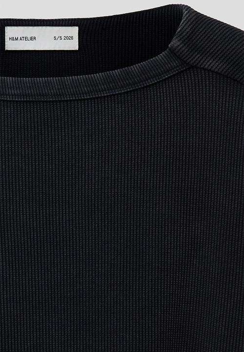 H&M - H&M Atelier: Regular fit long-sleeved T-shirt - black