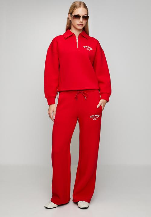 Steve Madden - Ladies julian scuba sweat with collar & zip  - red
