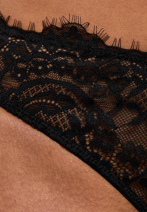 New Look - Eyelash lace thong - 1 black