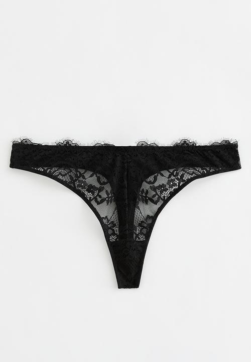 New Look - Eyelash lace thong - 1 black